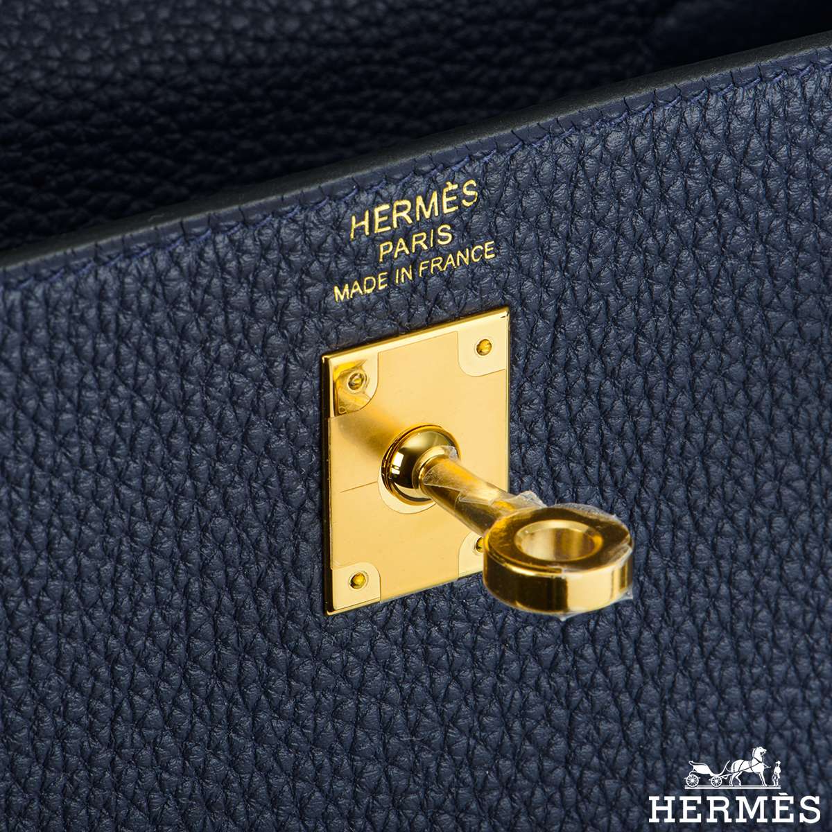 Hermès Kelly 25cm Retourne Veau Togo 2Z Bleu Nuit Gold Hardware